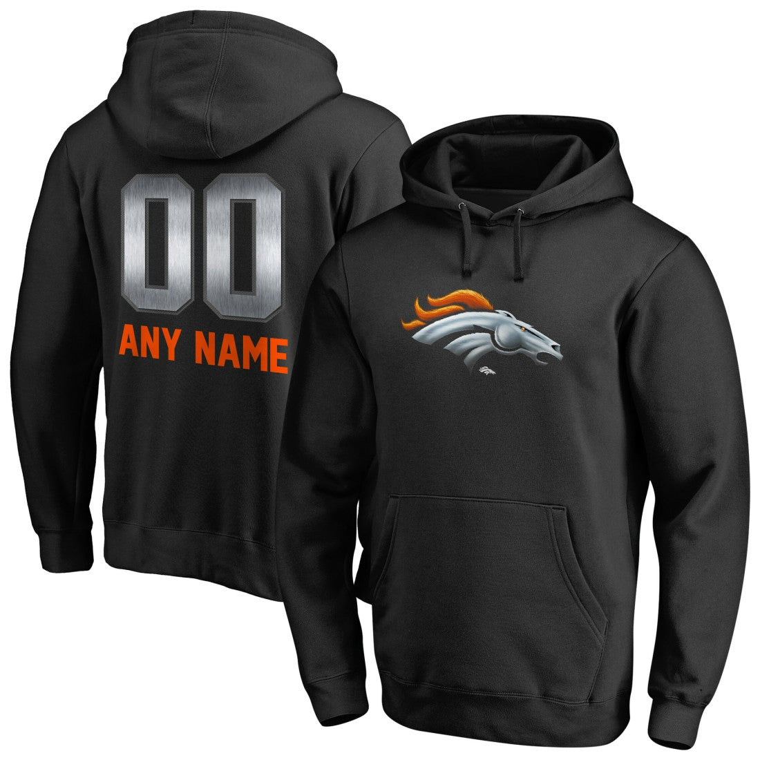 Denver Broncos Personalized Midnight Mascot Pullover Hoodie Black