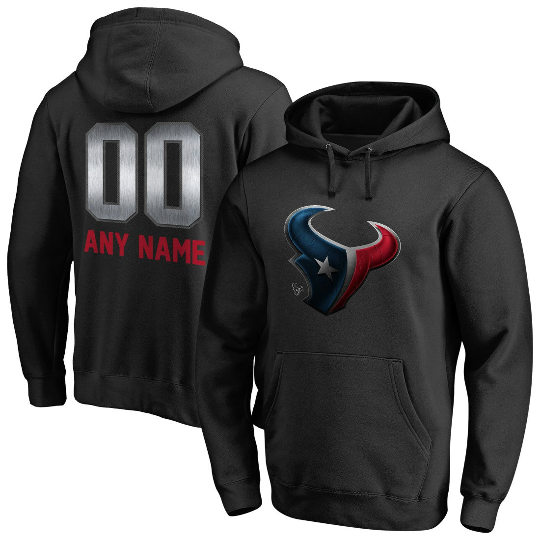 Houston Texans Personalized Midnight Mascot Pullover Hoodie Black