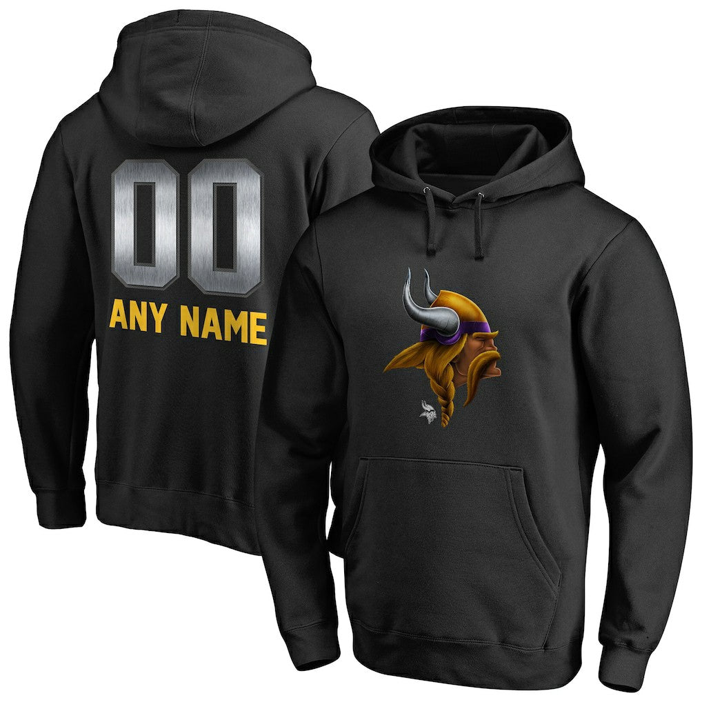 Minnesota Vikings Personalized Midnight Mascot Pullover Hoodie Black
