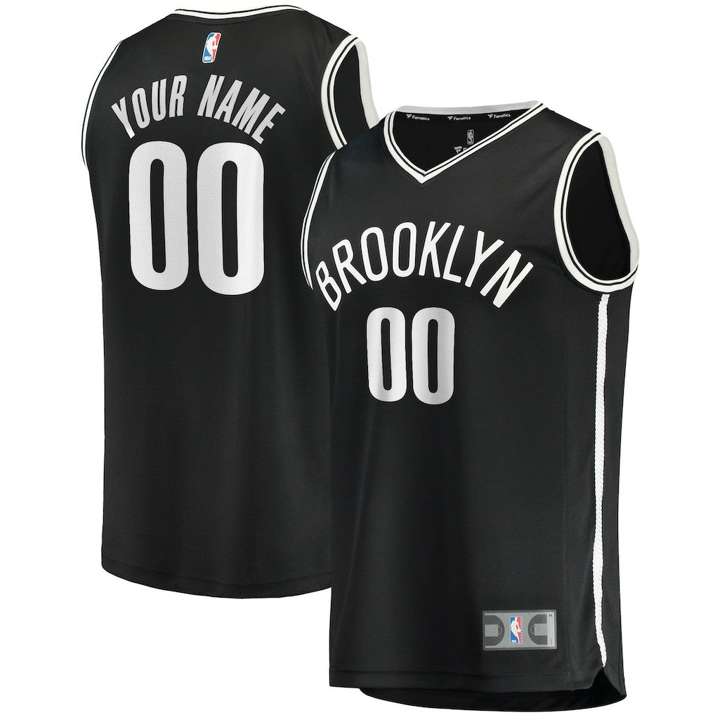 Brooklyn Nets Youth Fast Break Custom Replica Jersey Black Icon Edition