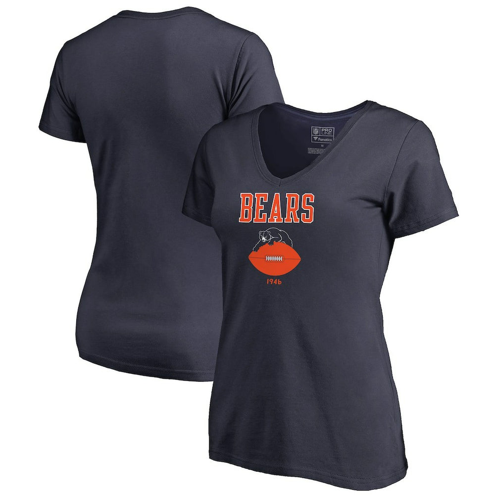 Chicago Bears Women's Vintage Team Lockup V-Neck T-Shirt Navy