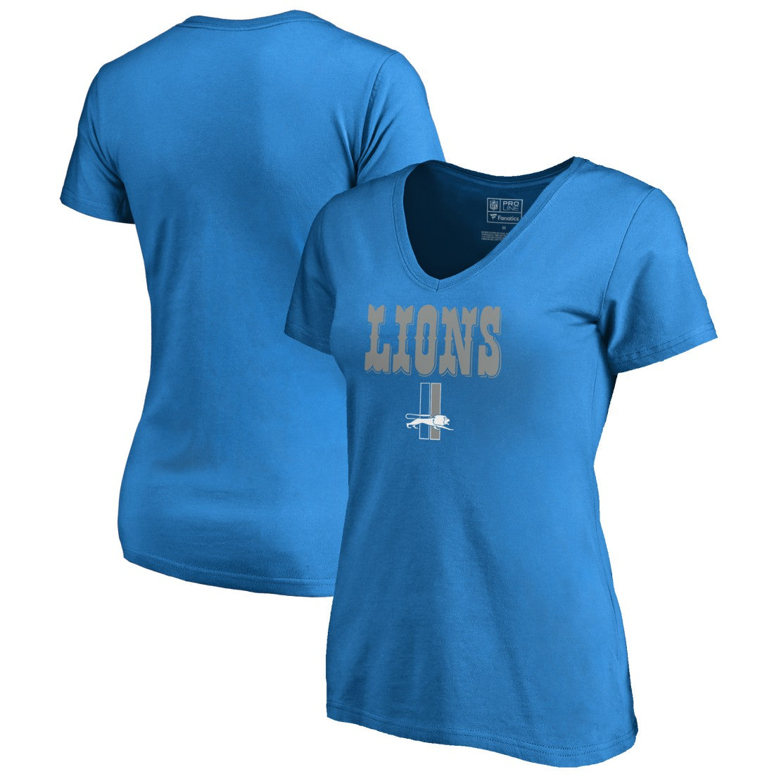 Detroit Lions Women's Vintage Team Lockup V-Neck T-Shirt Blue