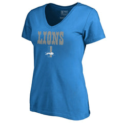 Detroit Lions Women's Vintage Team Lockup V-Neck T-Shirt Blue