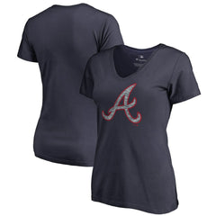 Atlanta Braves Women's Static Logo V-Neck T-Shirt - Navy T-shirts