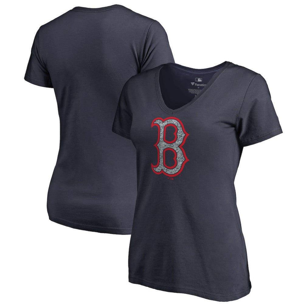 Boston Red Sox Women's Static Logo V-Neck T-Shirt - Navy T-shirts