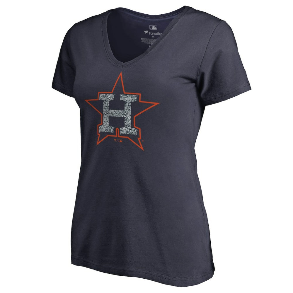 Houston Astros Women's Static Logo V-Neck T-Shirt - Navy T-shirts
