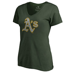Athletics Women's Static Logo V-Neck T-Shirt - Green T-shirts