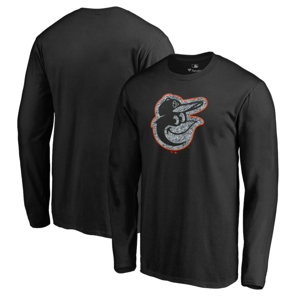 Baltimore Orioles Static Logo Long Sleeve T-Shirt - Black T-shirts