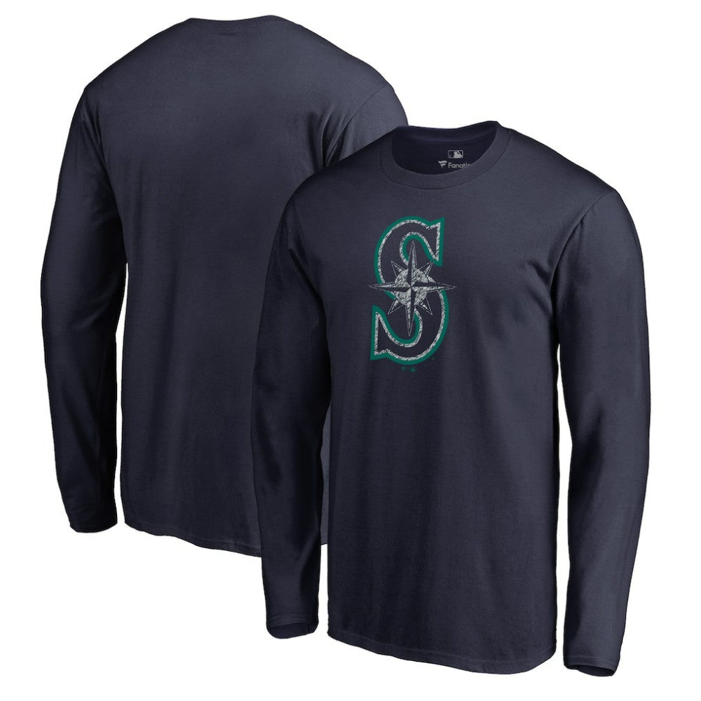 Seattle Mariners Static Logo Long Sleeve T-Shirt - Navy T-shirts
