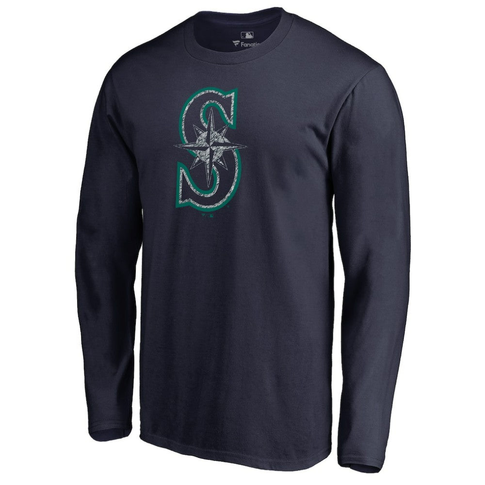Seattle Mariners Static Logo Long Sleeve T-Shirt - Navy T-shirts