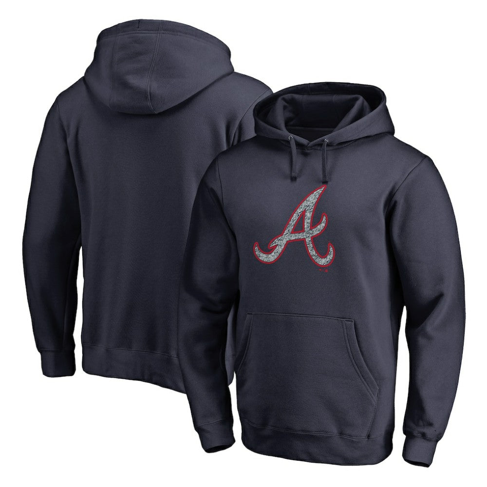 Atlanta Braves Static Logo Pullover Hoodie - Navy Hoodies
