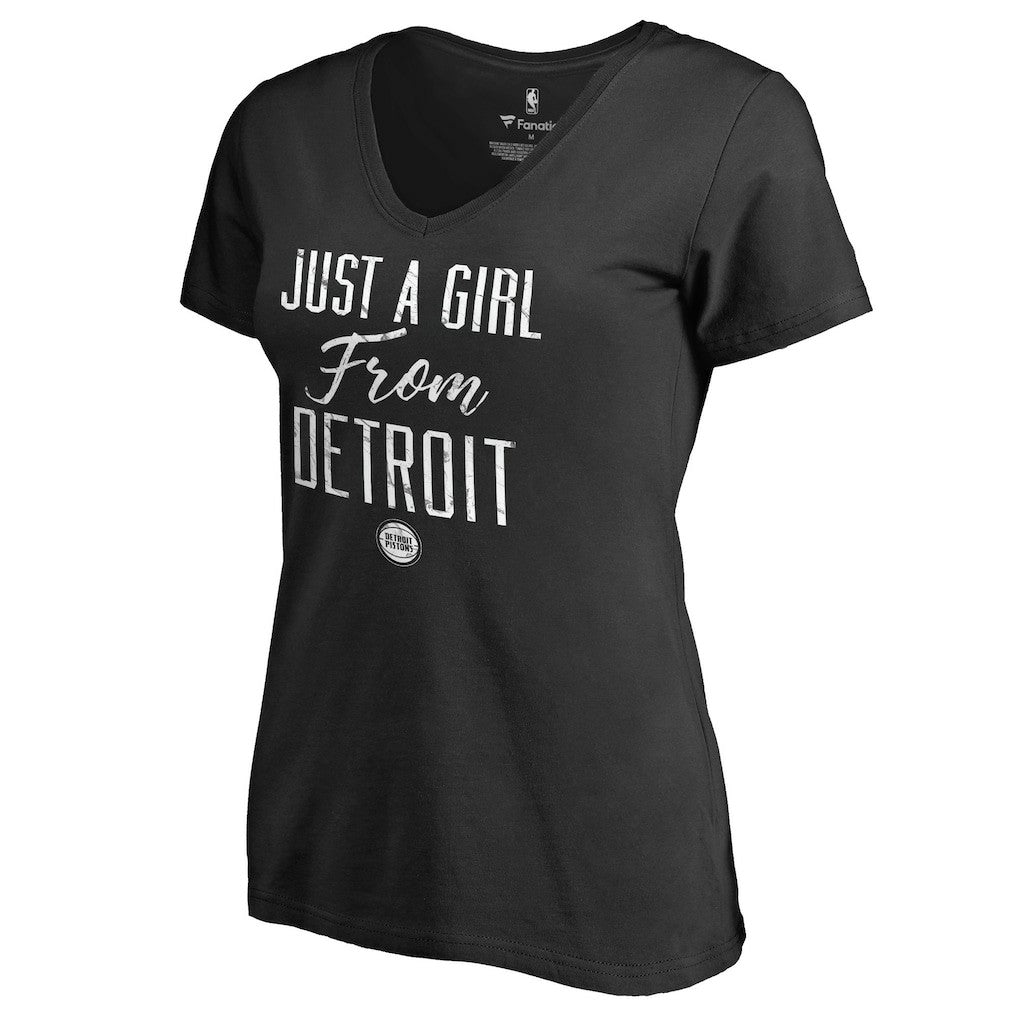 Detroit Pistons Women's Just a Girl V-Neck T-Shirt Black