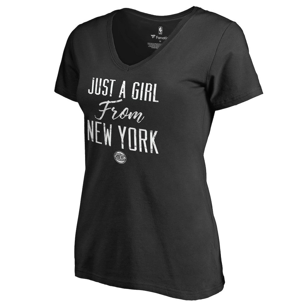 New York Knicks Women's Just a Girl V-Neck T-Shirt Black