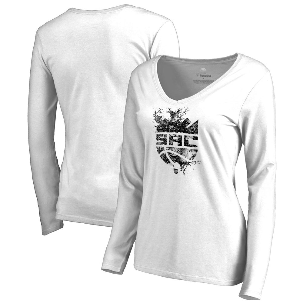 Sacramento Kings Women's Splash Long Sleeve V-Neck T-Shirt White