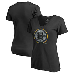 NHL Boston Bruins Women's Static Logo V-Neck T-Shirt - Black
