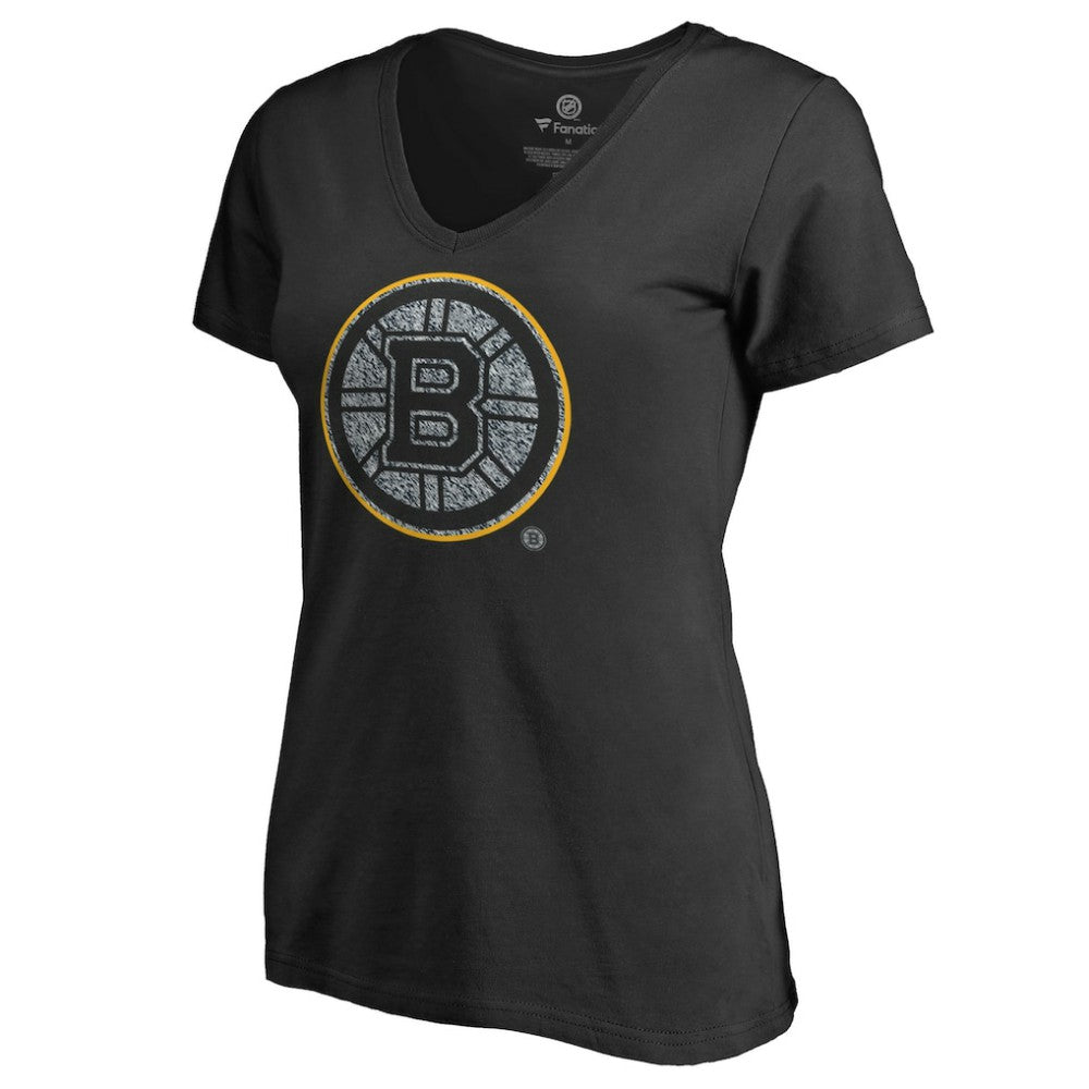 NHL Boston Bruins Women's Static Logo V-Neck T-Shirt - Black
