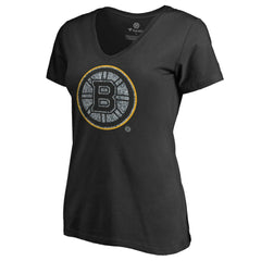 NHL Boston Bruins Women's Static Logo V-Neck T-Shirt - Black