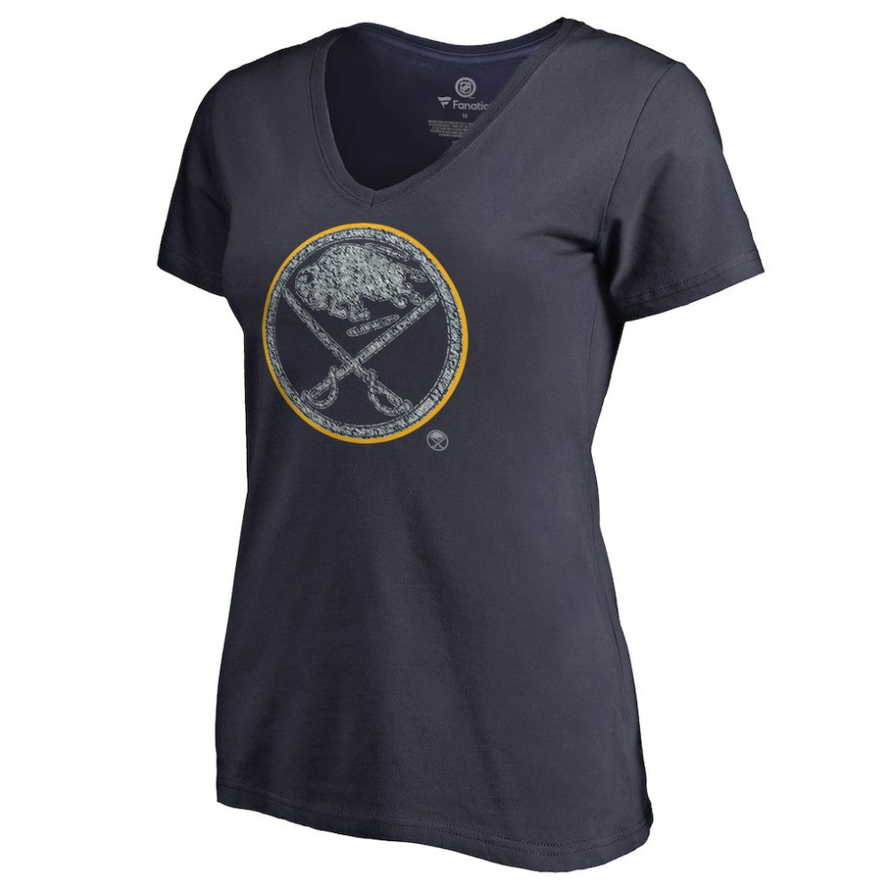NHL Buffalo Sabres Women's Static Logo V-Neck T-Shirt - Navy