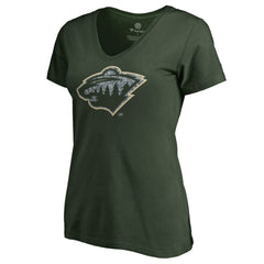 NHL Minnesota Wild Women's Static Logo V-Neck T-Shirt - Green