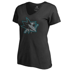 NHL San Jose Sharks Women's Static Logo V-Neck T-Shirt - Black