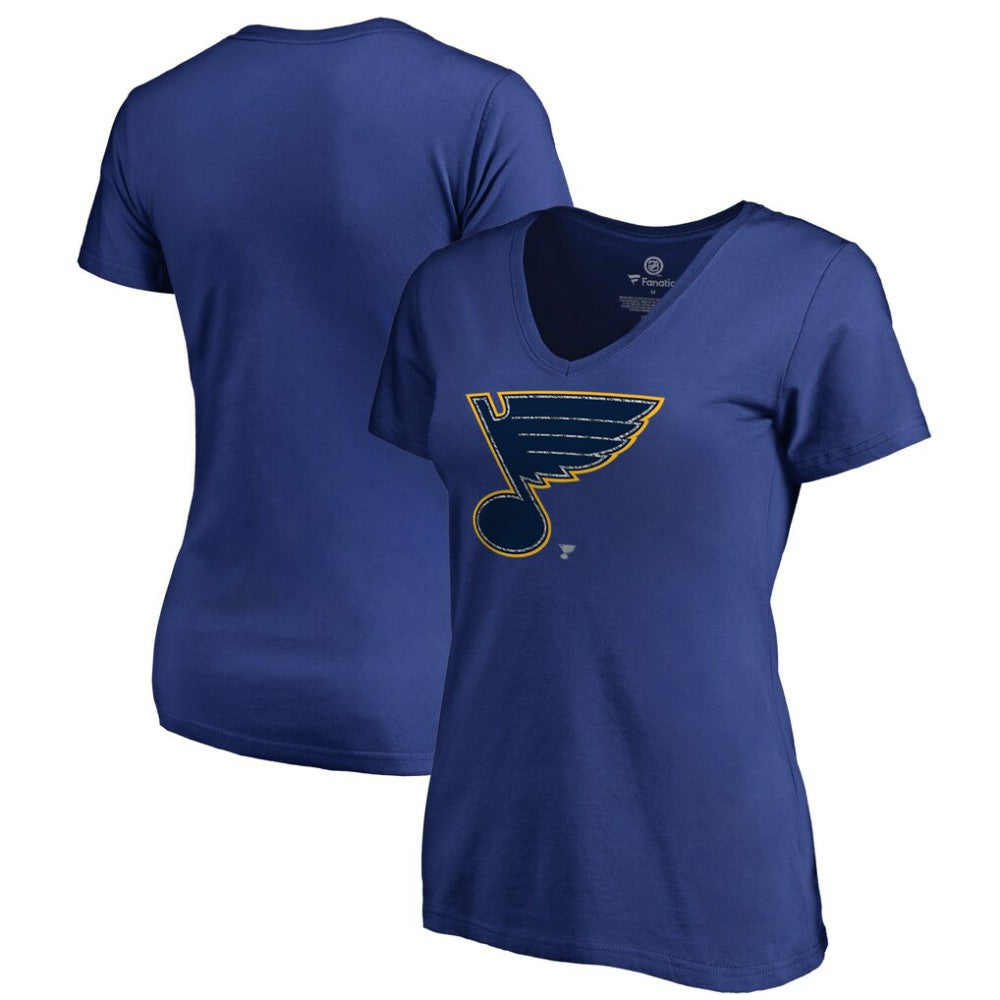 NHL St. Louis Blues Women's Static Logo V-Neck T-Shirt - Royal