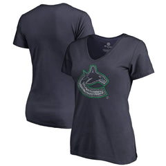 NHL Vancouver Canucks Women's Static Logo V-Neck T-Shirt - Navy