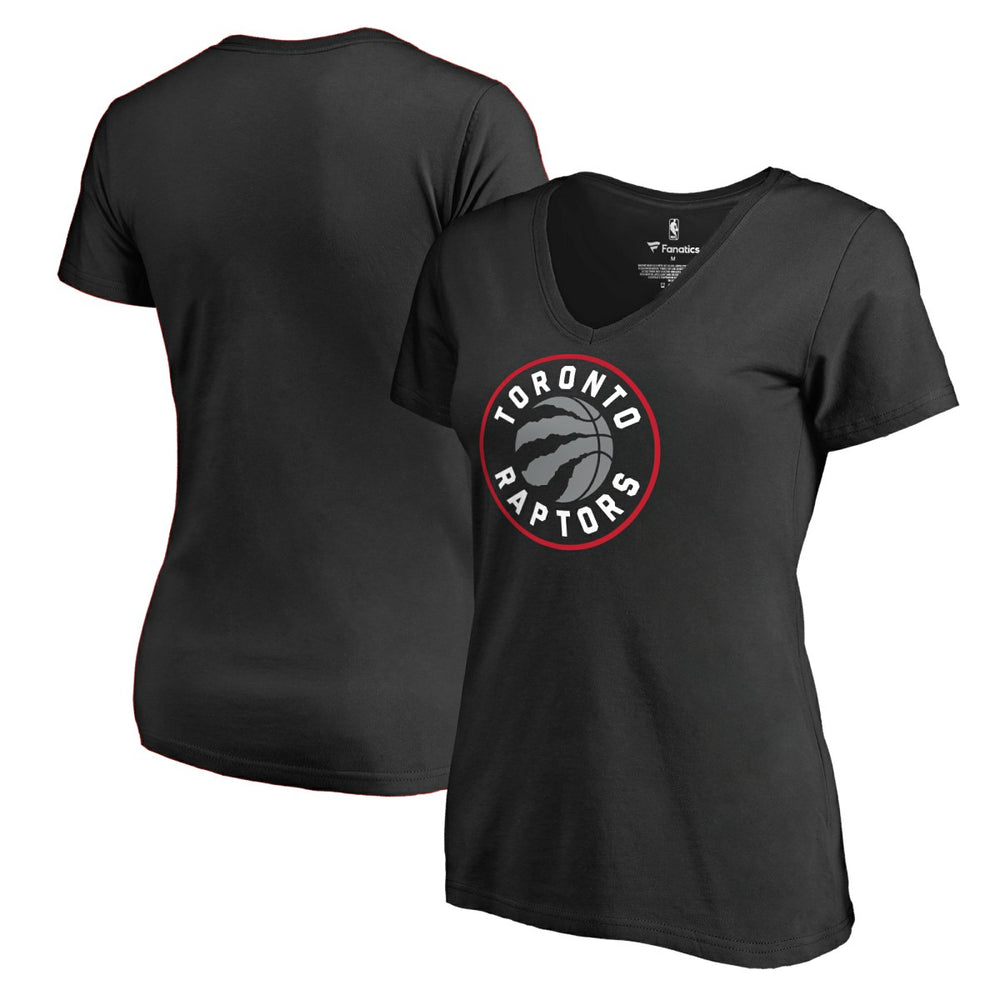 Toronto Raptors Women's Primary Logo V-Neck T-Shirt Black