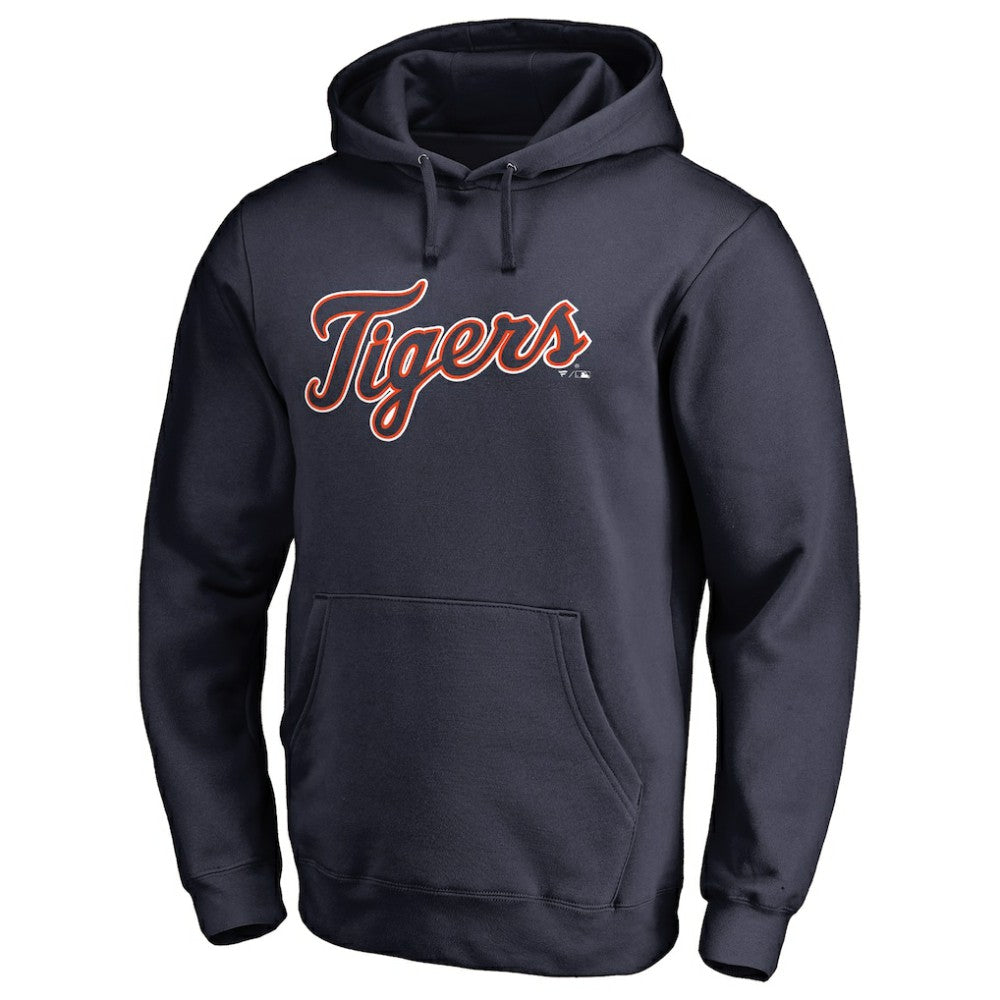 Detroit Tigers Official Wordmark Fitted Pullover Hoodie - Navy Hoodies