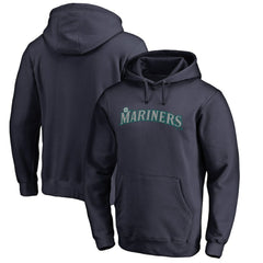 Seattle Mariners Official Wordmark Fitted Pullover Hoodie - Navy Hoodies