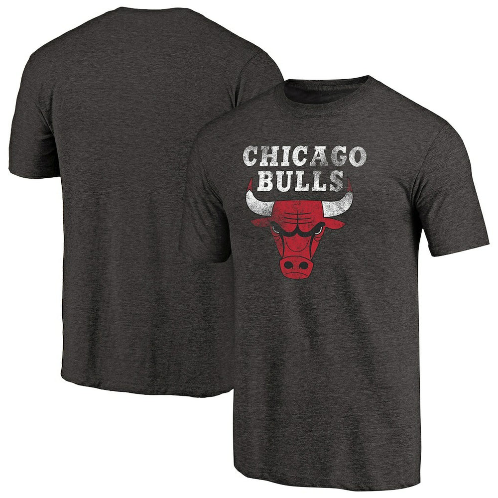 Chicago Bulls Distressed Logo Tri-Blend T-Shirt Black