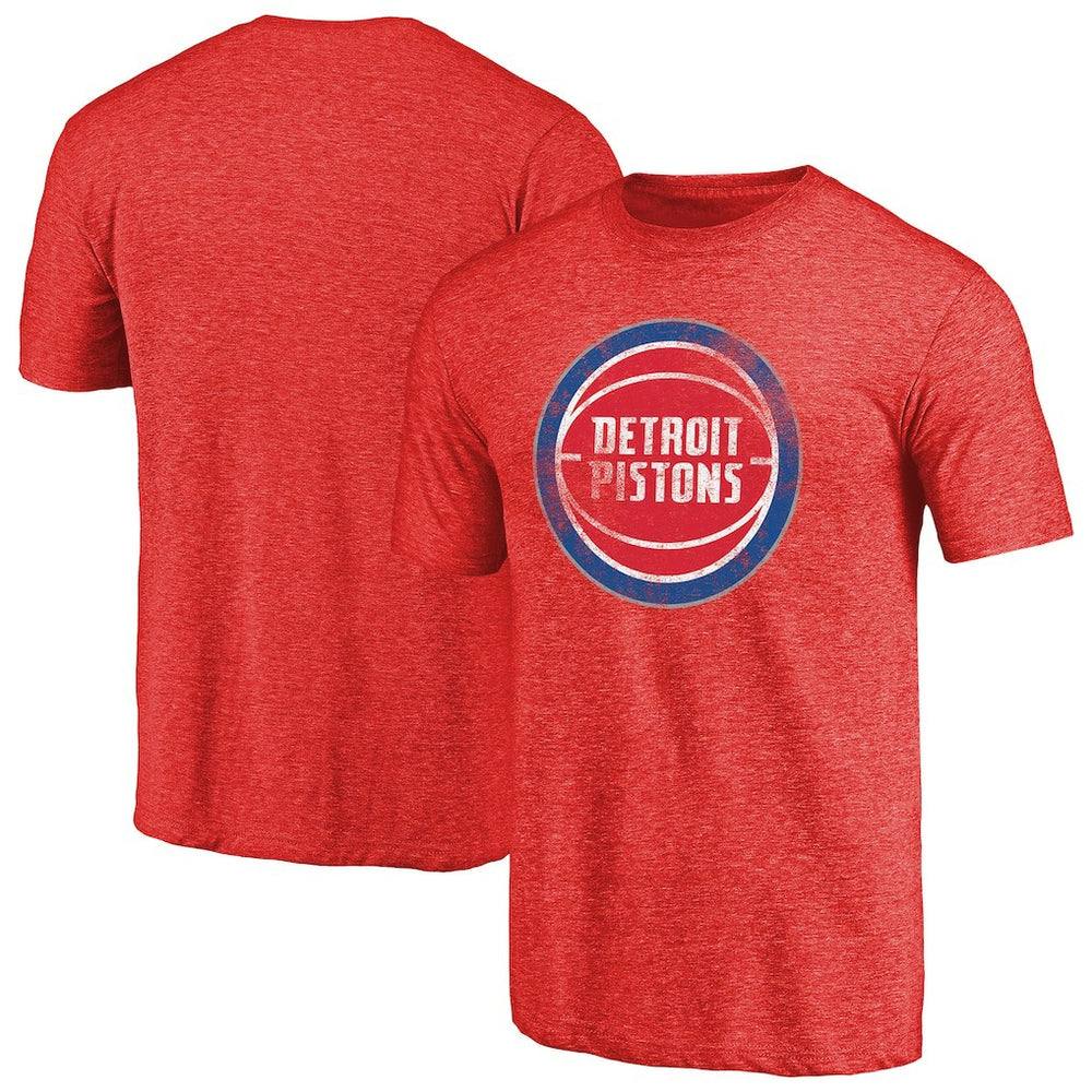 Detroit Pistons Distressed Logo Tri-Blend T-Shirt Red