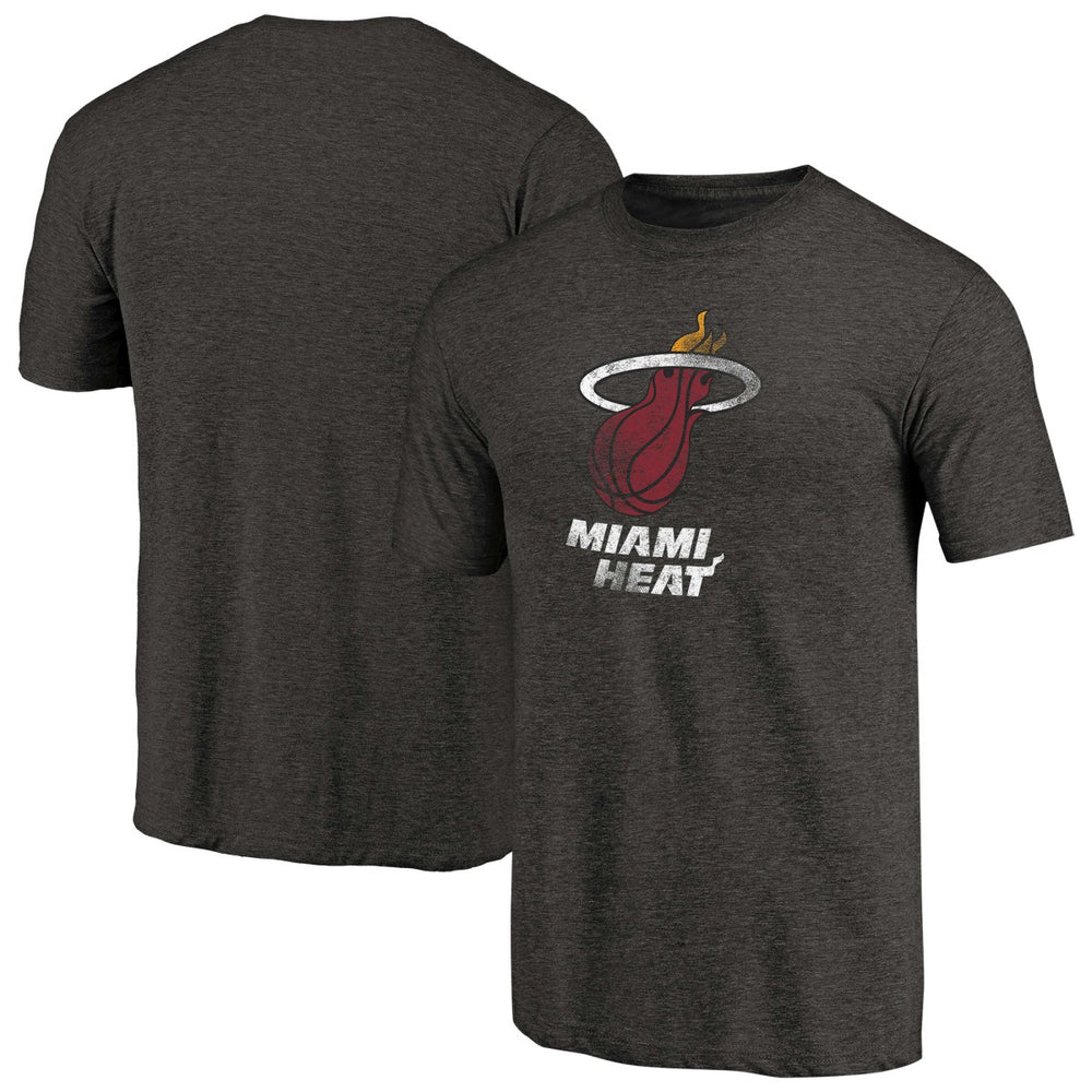 Miami Heat Distressed Logo Tri-Blend T-Shirt Black