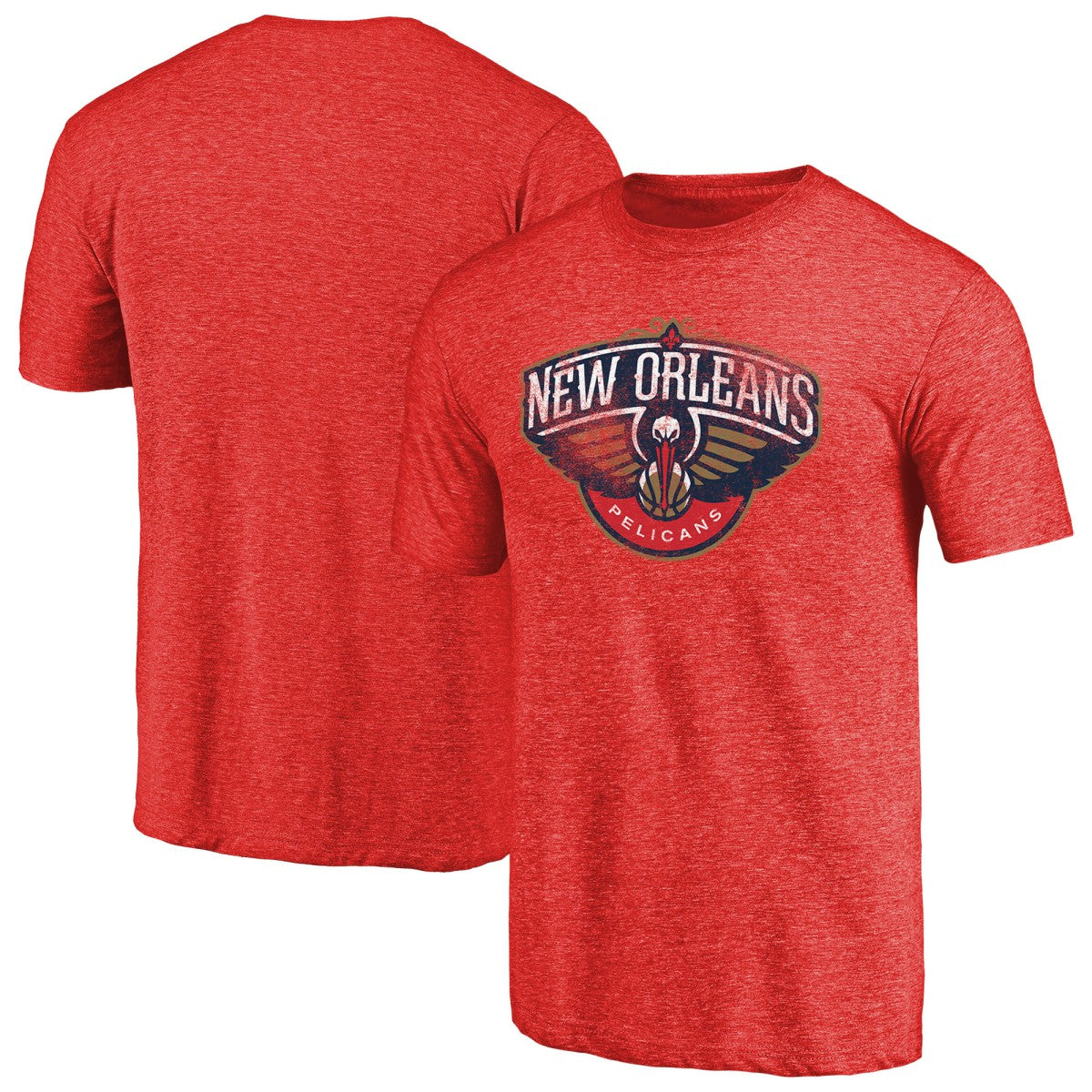 New Orleans Pelicans Distressed Logo Tri-Blend T-Shirt Red
