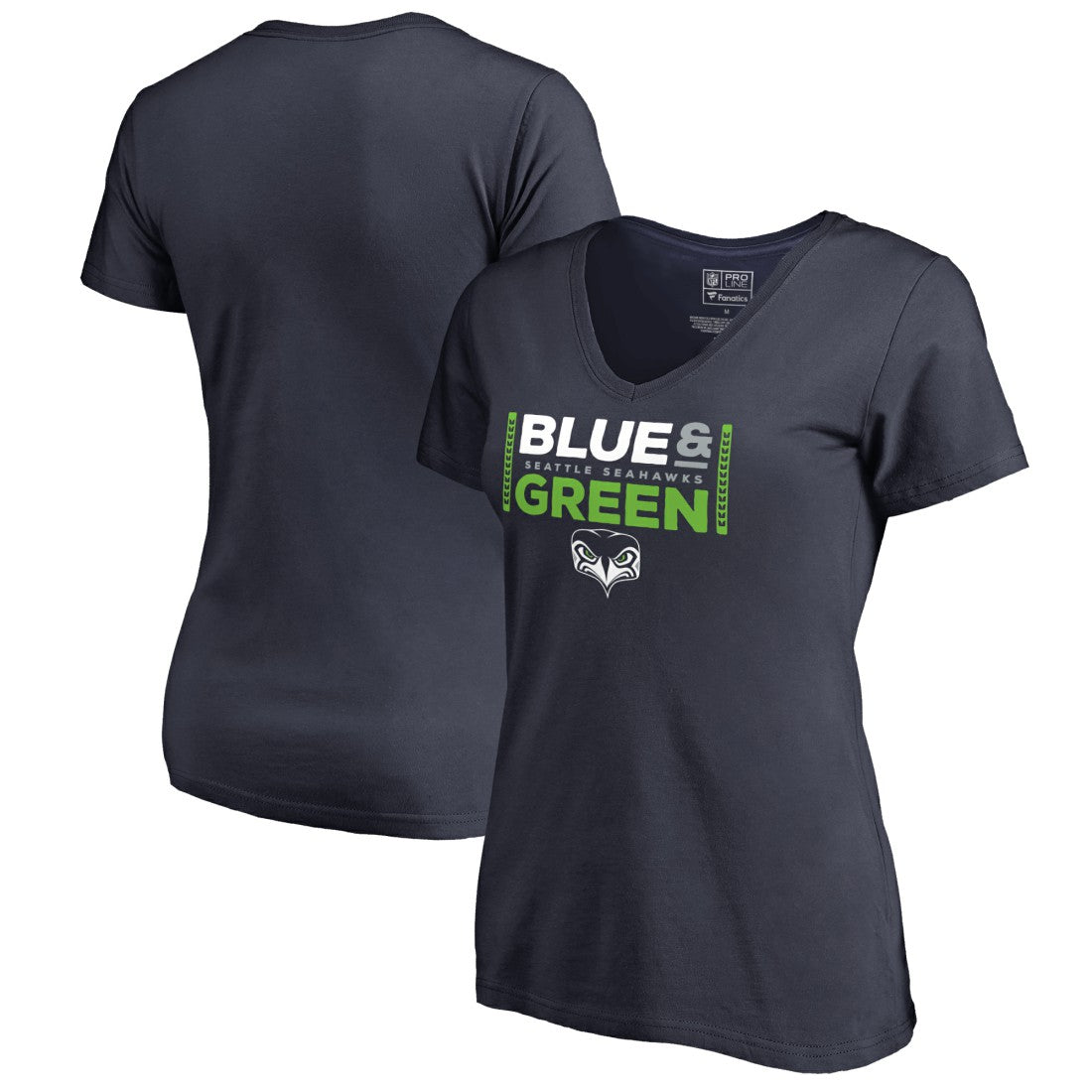 Seattle Seahawks Women's Alternate Team Logo V-Neck T-Shirt Navy
