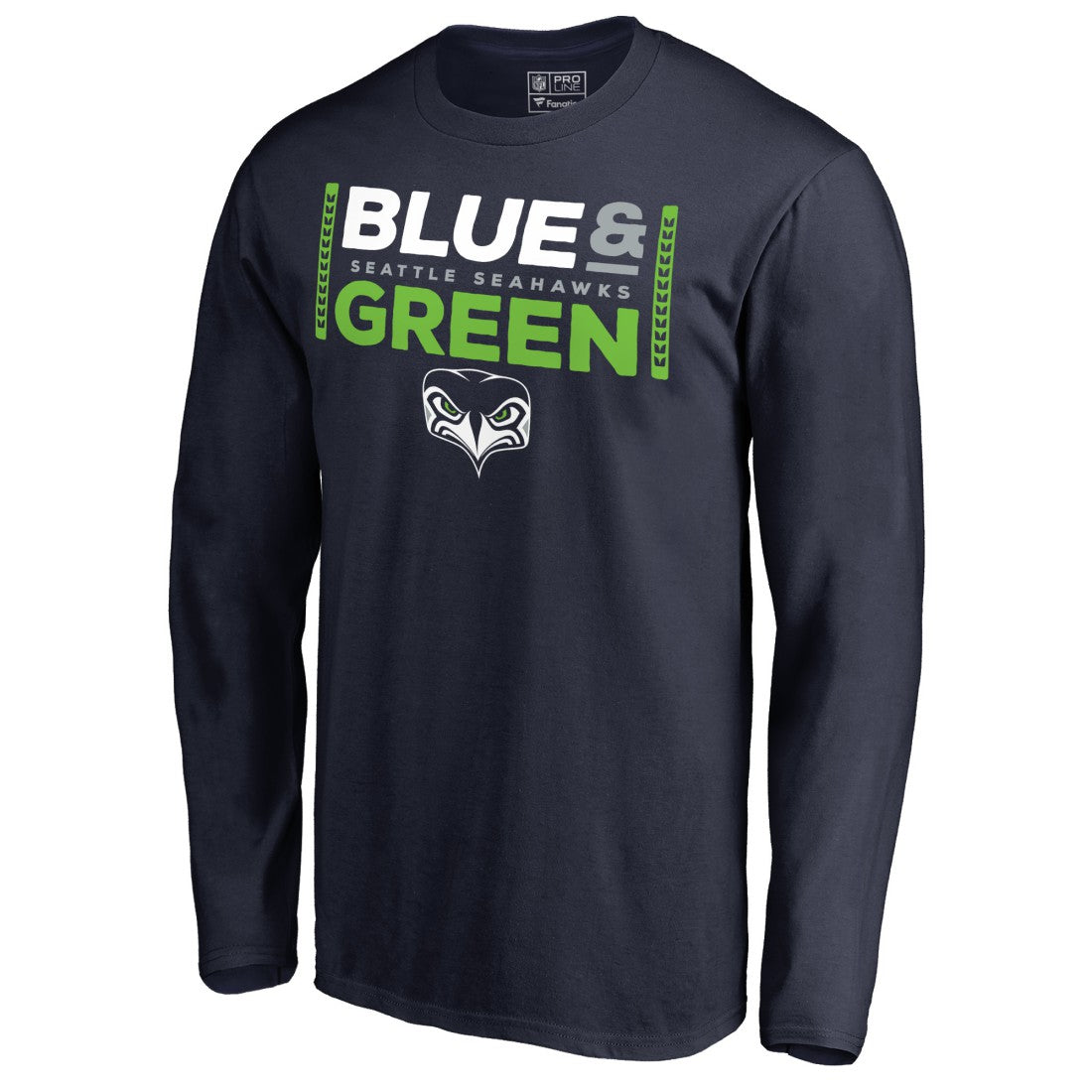 Seattle Seahawks Alternate Team Logo Gear Blue & Green Long Sleeve T-Shirt College Navy