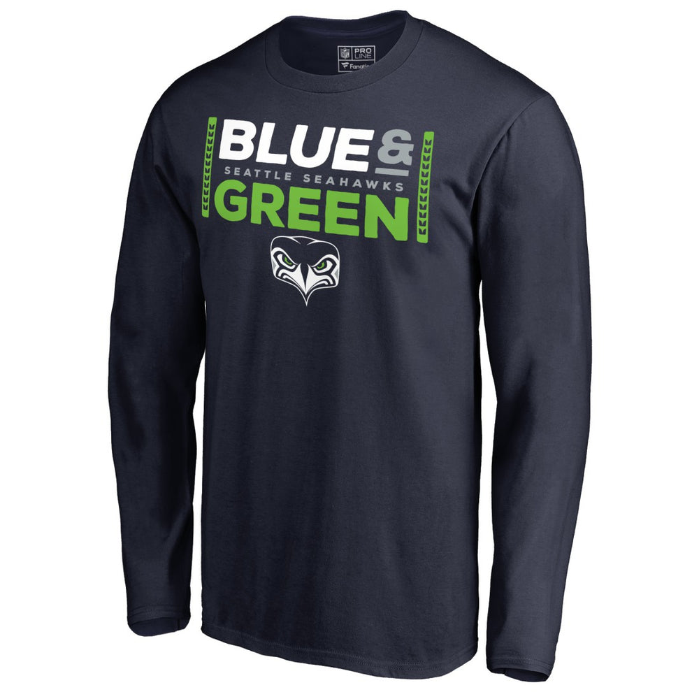 Seattle Seahawks Alternate Team Logo Gear Blue & Green Long Sleeve T-Shirt College Navy