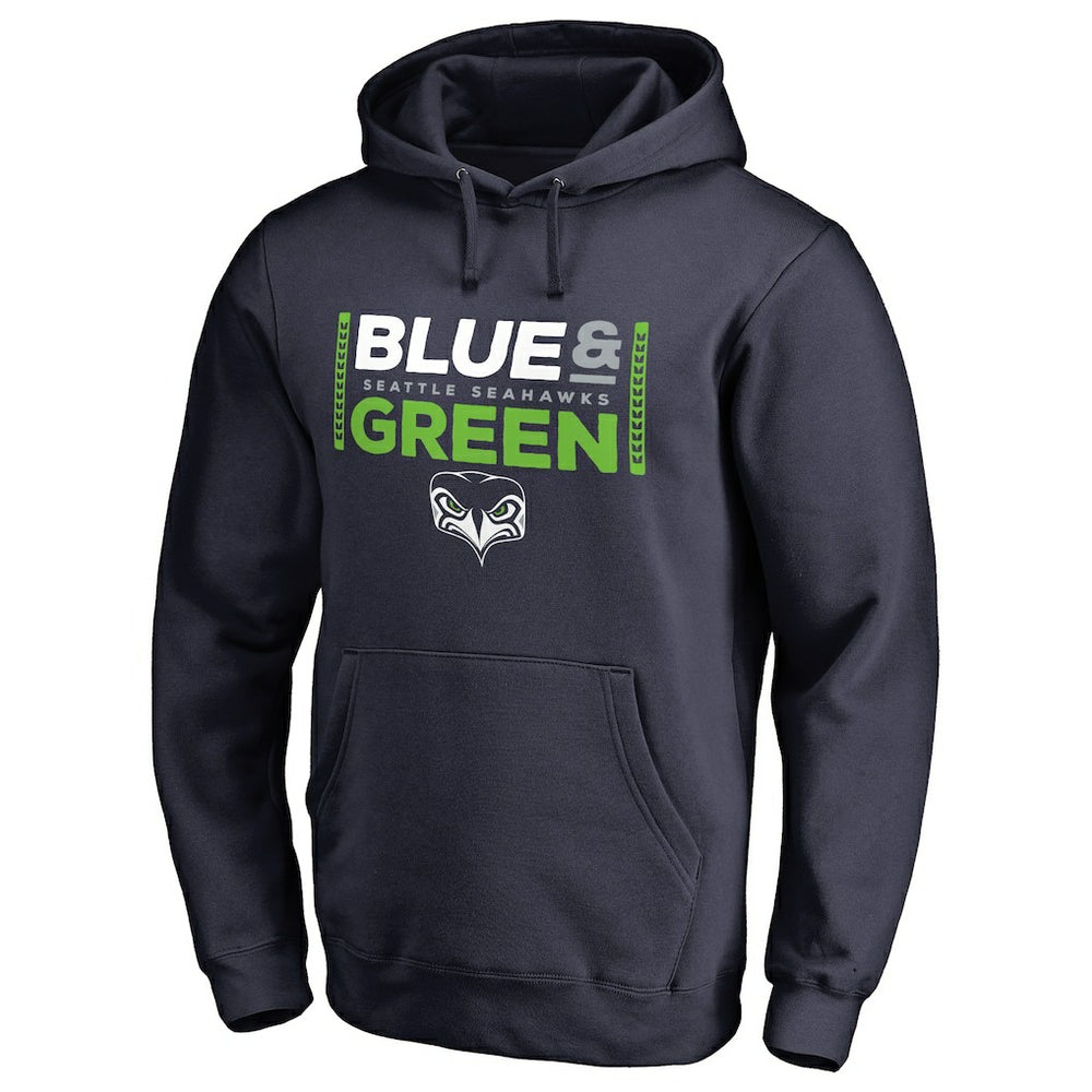 Seattle Seahawks Alternate Team Logo Gear Blue & Green Pullover Hoodie College Navy