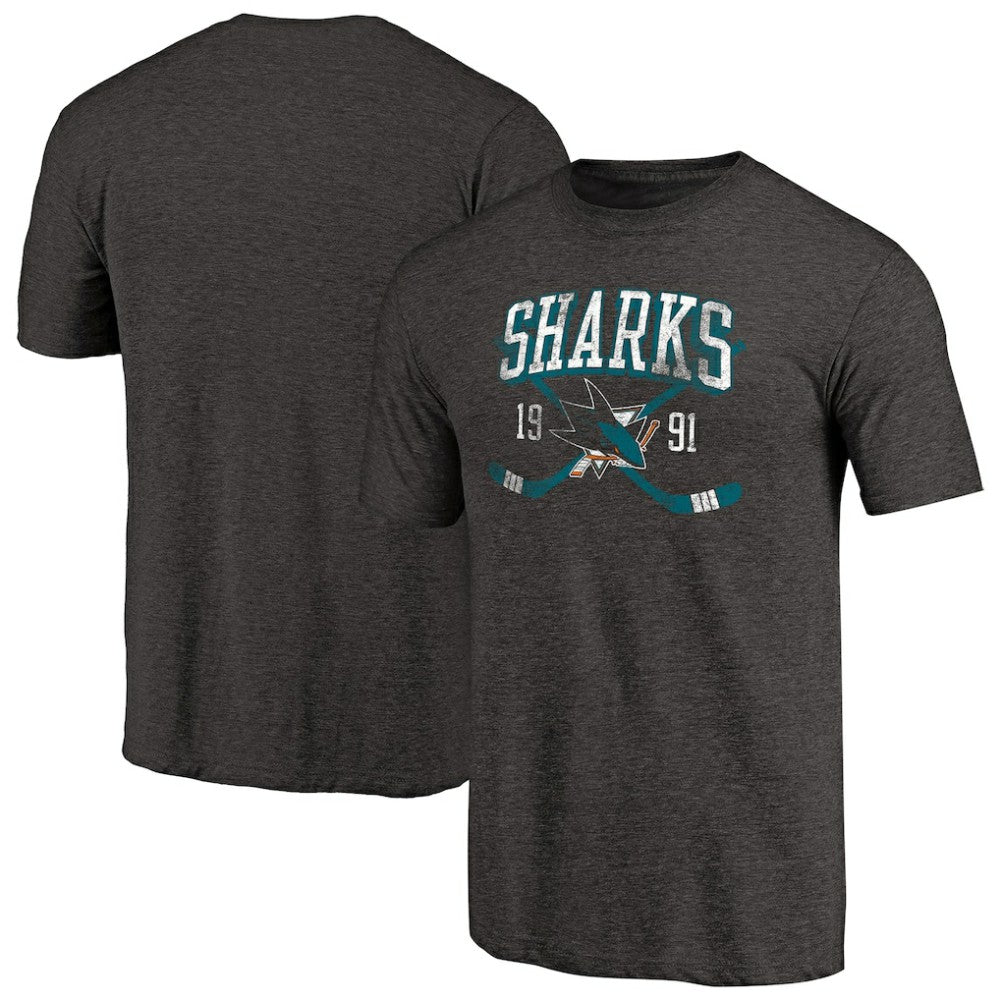 NHL San Jose Sharks Vintage Collection Line Shift Tri-Blend T-Shirt - Black