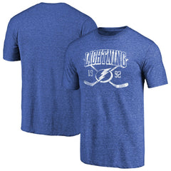 NHL Tampa Bay Lightning Vintage Collection Line Shift Tri-Blend T-Shirt - Heathered Blue