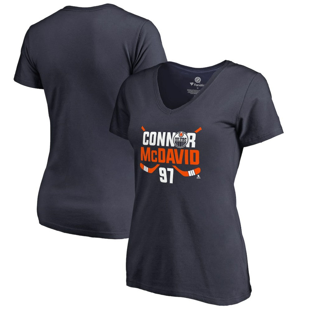 NHL Connor McDavid Edmonton Oilers Women's Hometown Collection CM97 V-Neck T-Shirt - Navy