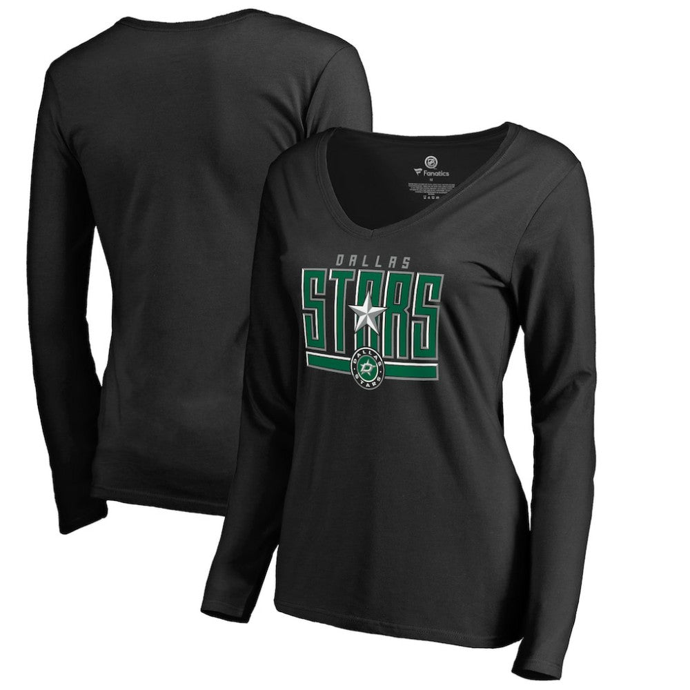 NHL Dallas Stars Women's Hometown Collection V-Neck Long Sleeve T-Shirt - Black