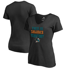 NHL San Jose Sharks Women's Fan Favorite Team Slogan V-Neck T-Shirt - Black