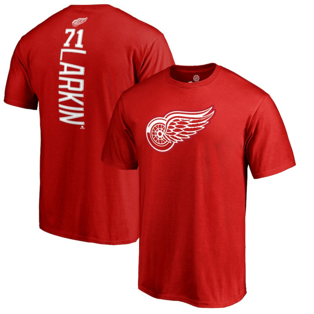 NHL Dylan Larkin Detroit Red Wings Team Logo Backer Name & Number T-Shirt - Red