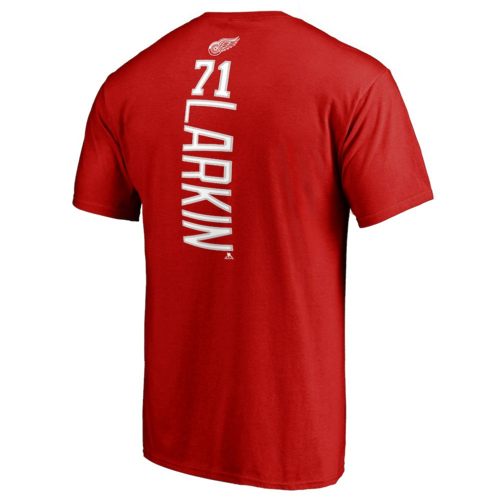 NHL Dylan Larkin Detroit Red Wings Team Logo Backer Name & Number T-Shirt - Red