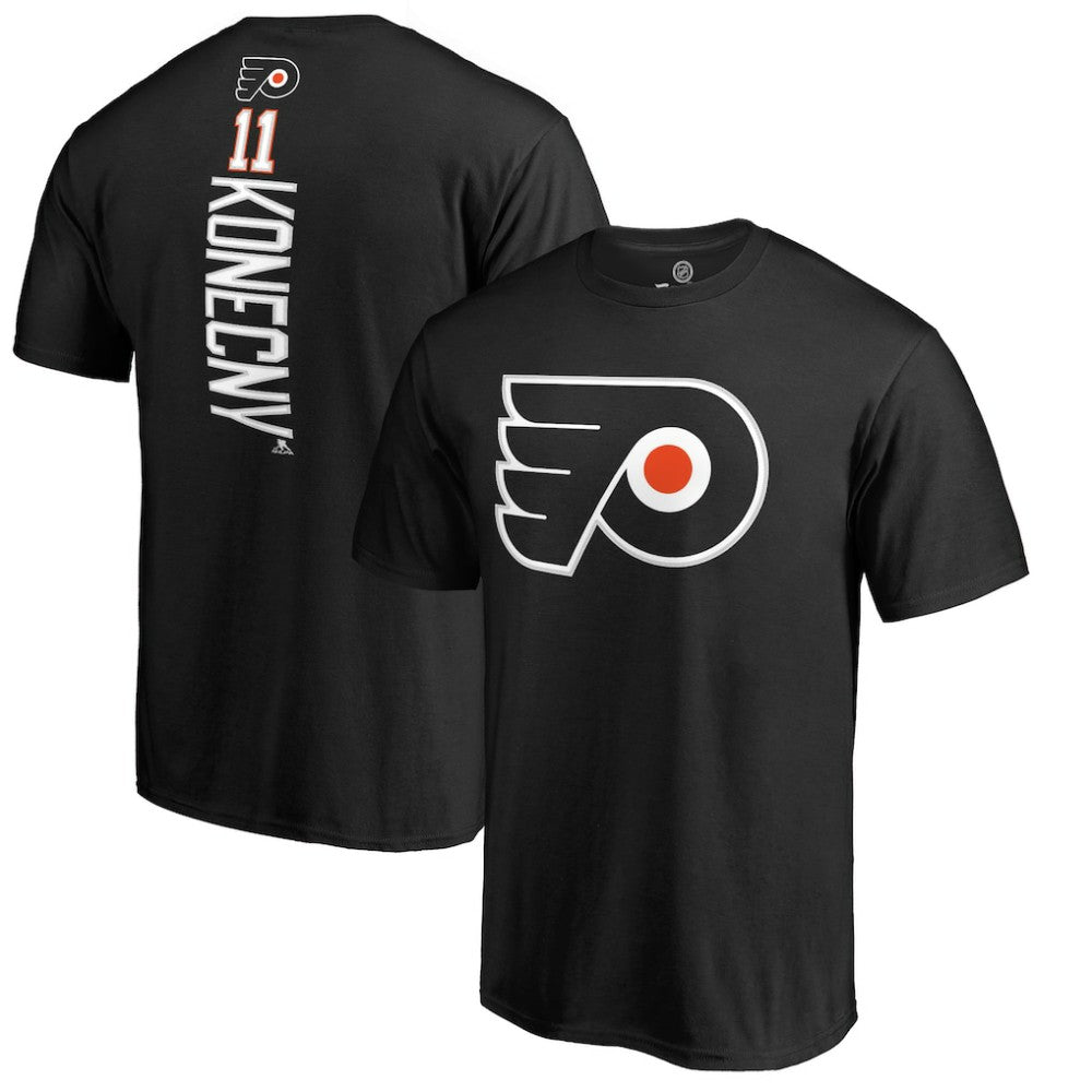 NHL Travis Konecny Philadelphia Flyers Team Logo Backer Name & Number T-Shirt - Black