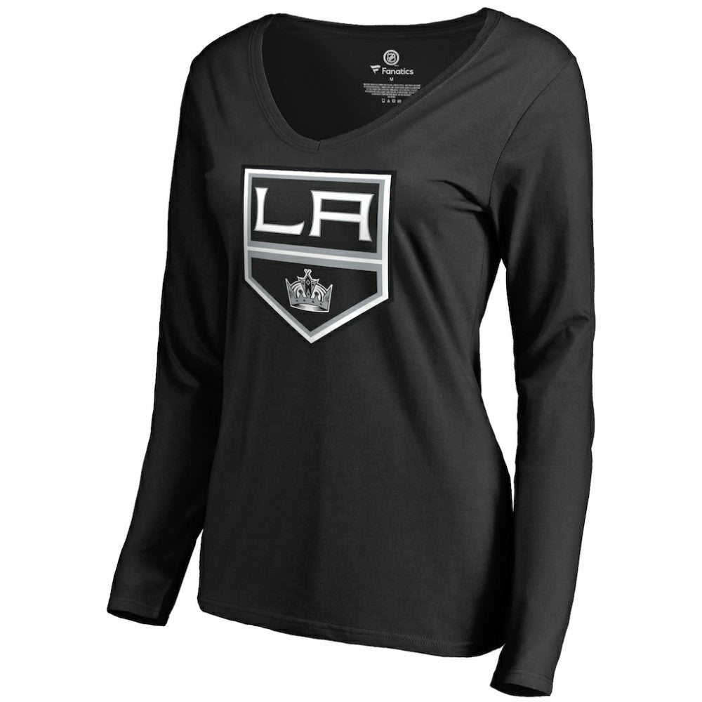 NHL Anze Kopitar Los Angeles Kings Women's Backer Name & Number Slim Fit Long Sleeve V-Neck T-Shirt - Black
