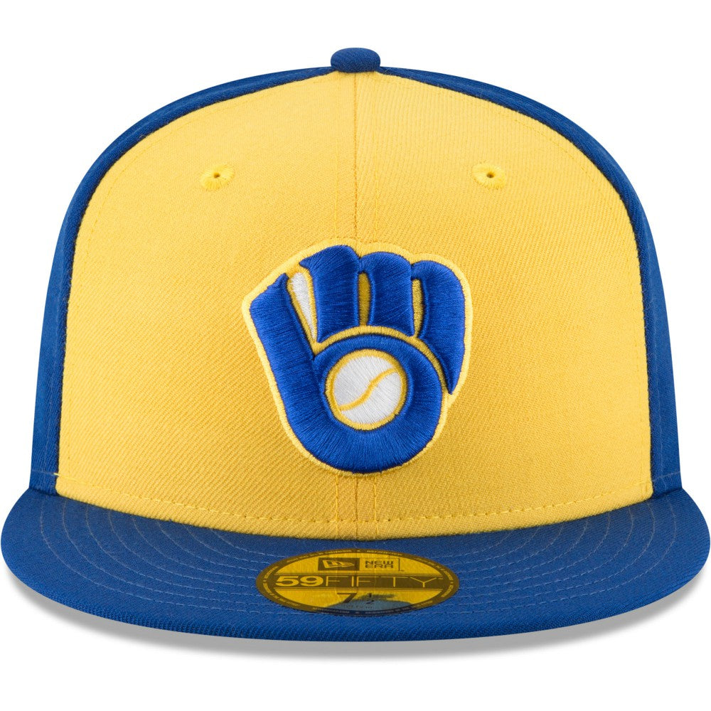 Milwaukee Brewers New Era Cooperstown Collection Wool 59FIFTY Fitted Hat - Yellow Hats