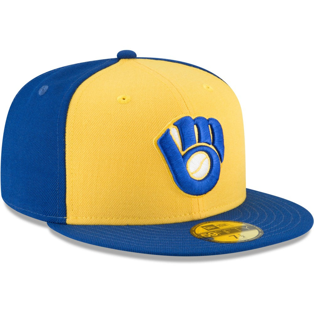 Milwaukee Brewers New Era Cooperstown Collection Wool 59FIFTY Fitted Hat - Yellow Hats