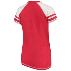 Washington Nationals Soft as a Grape Women's Color Block V-Neck T-Shirt - Red T-shirts