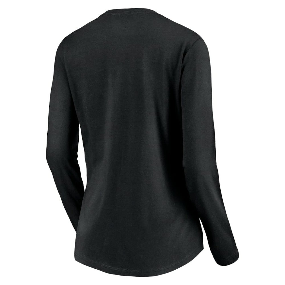 Pittsburgh Pirates Women's Cooperstown Collection Wahconah Long Sleeve V-Neck T-Shirt - Black T-shirts
